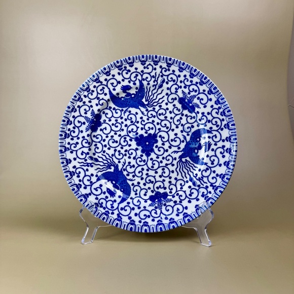 Vintage Japanese Blue & White Phoenix Plate | Hand-Painted Porcelain | Japan - Picture 5 of 7